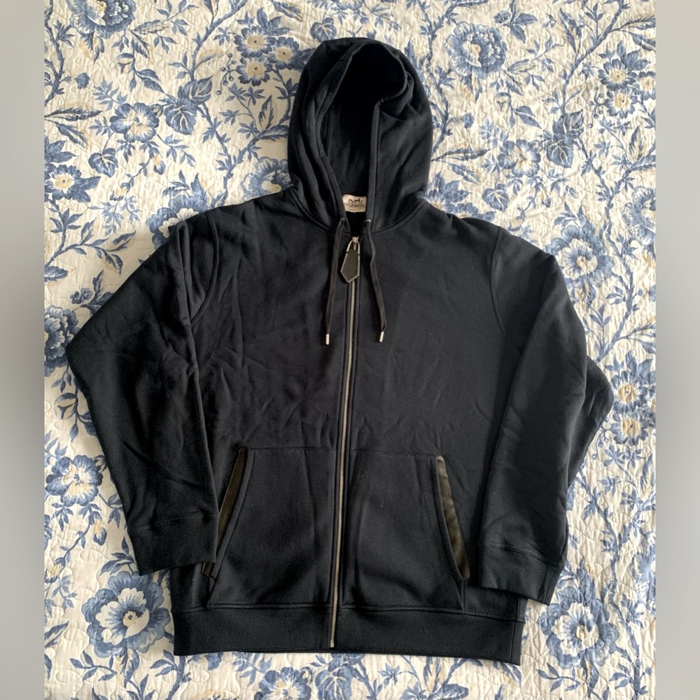 HERMES hoodie, men, navy blue, size XXL